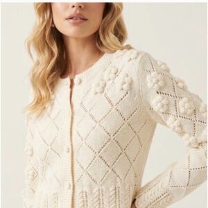 NWT Caroline Constas Cream Knit flower Women's Sweater small